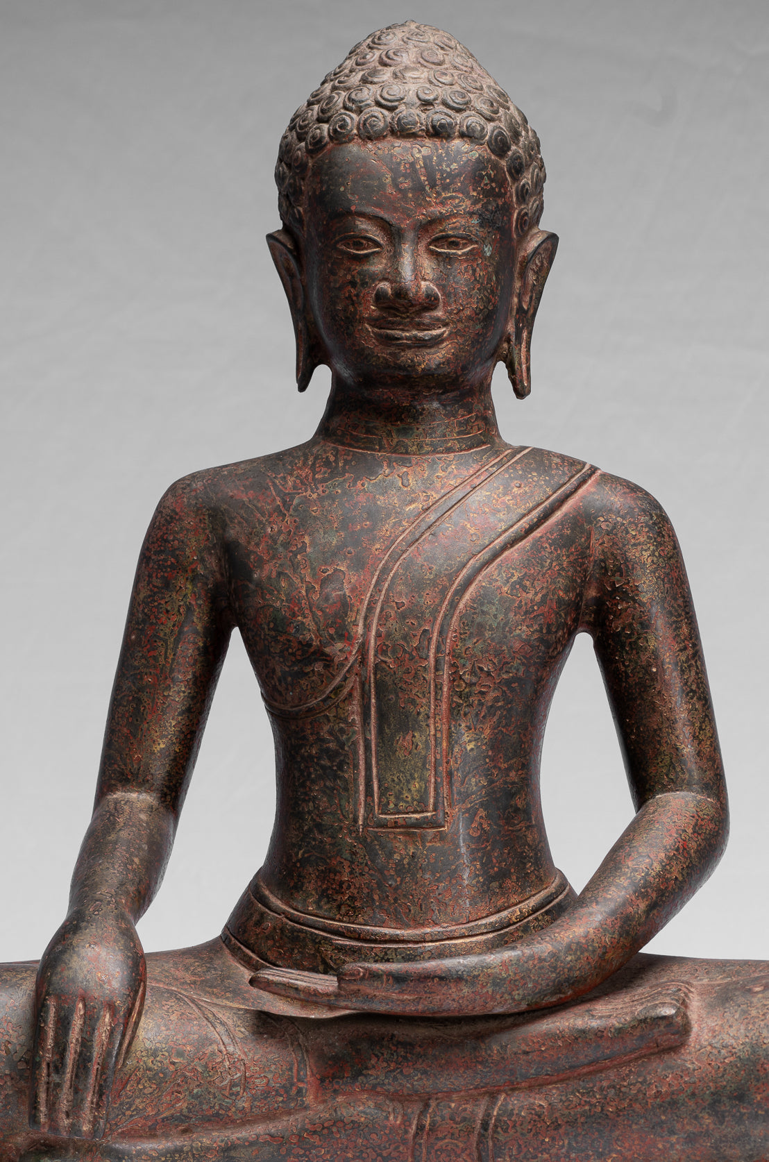 Statua Buddha - Antique Thai Thai Bronzo Seduto l'Illuminismo Buddha Statua - 47cm/19 "