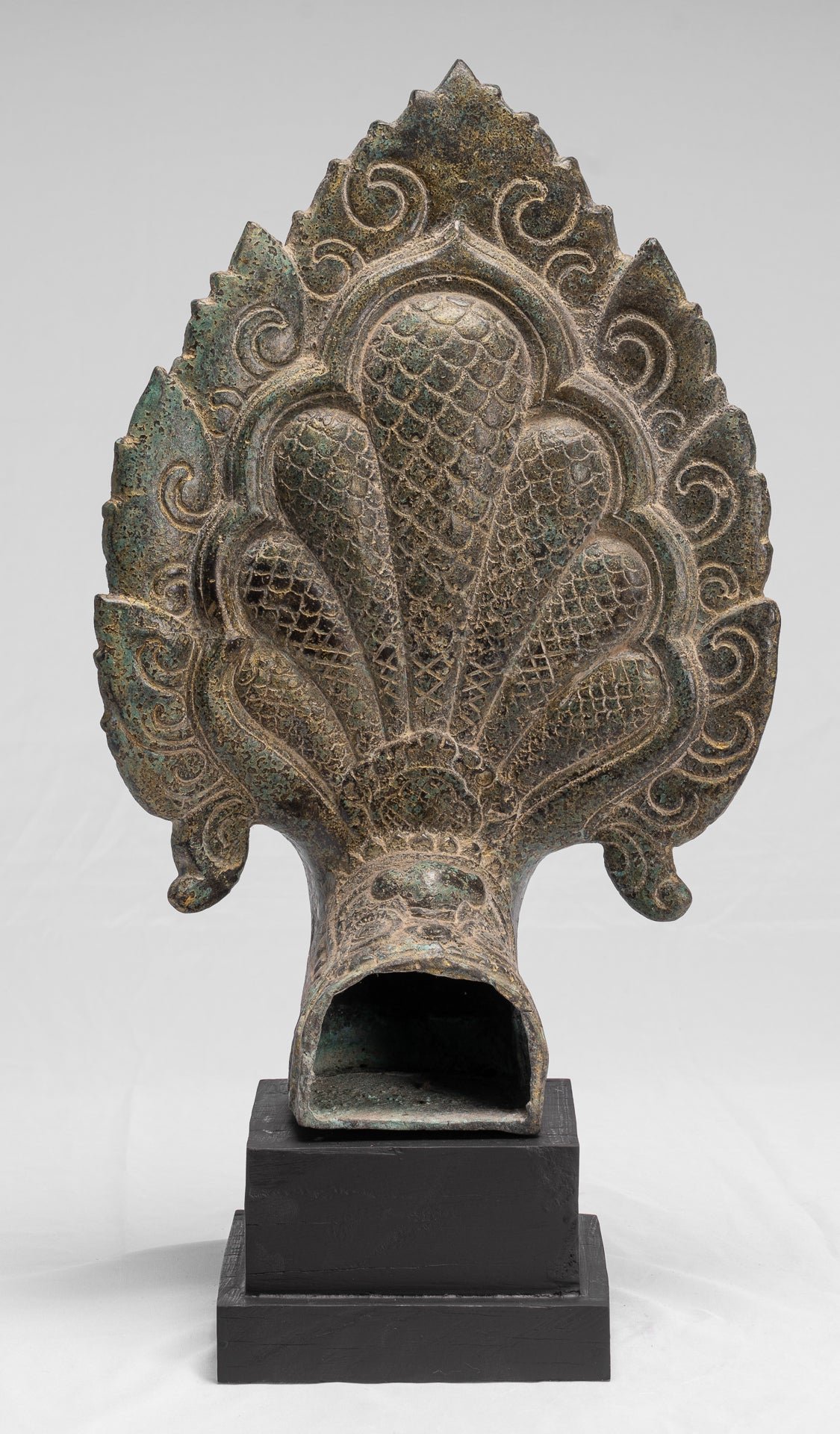 Statua Naga - Antique Khmer in stile Khmer protettivo di bronzo Naga, serpente o statua a serpente - 54 cm/22 "