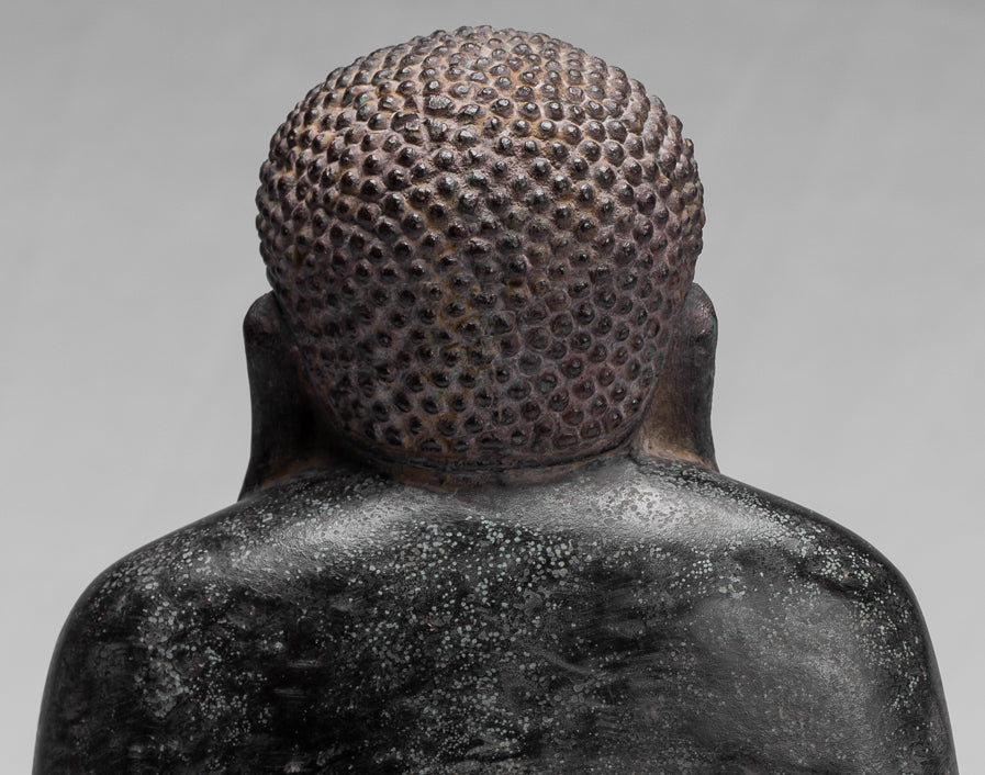 Statue di Buddha - Antique Thai Thai Bronze Felice, grassa, ridendo Buddha Budai Statua - 31 cm/12 "