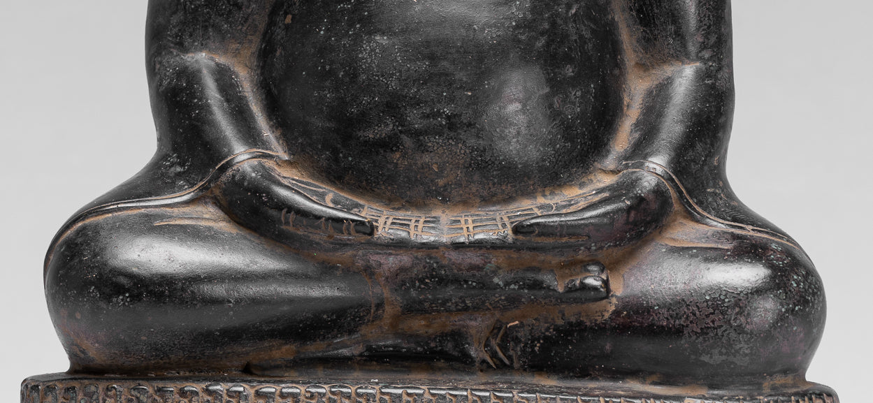 Statue di Buddha - Antique Thai Thai Bronze Felice, grassa, ridendo Buddha Budai Statua - 31 cm/12 "