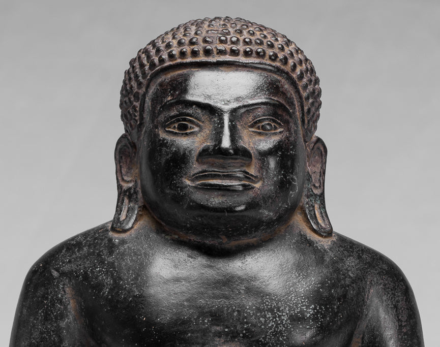 Statue di Buddha - Antique Thai Thai Bronze Felice, grassa, ridendo Buddha Budai Statua - 31 cm/12 "