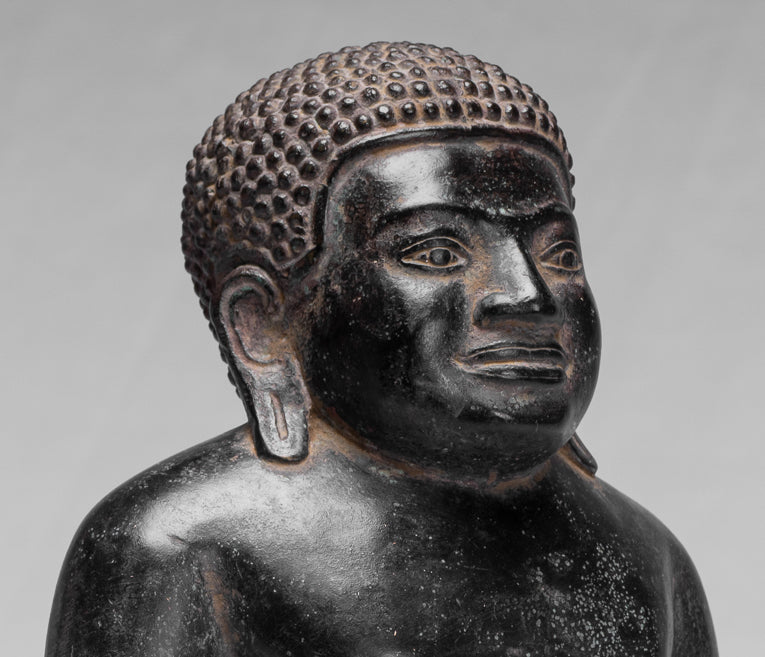 Statue di Buddha - Antique Thai Thai Bronze Felice, grassa, ridendo Buddha Budai Statua - 31 cm/12 "