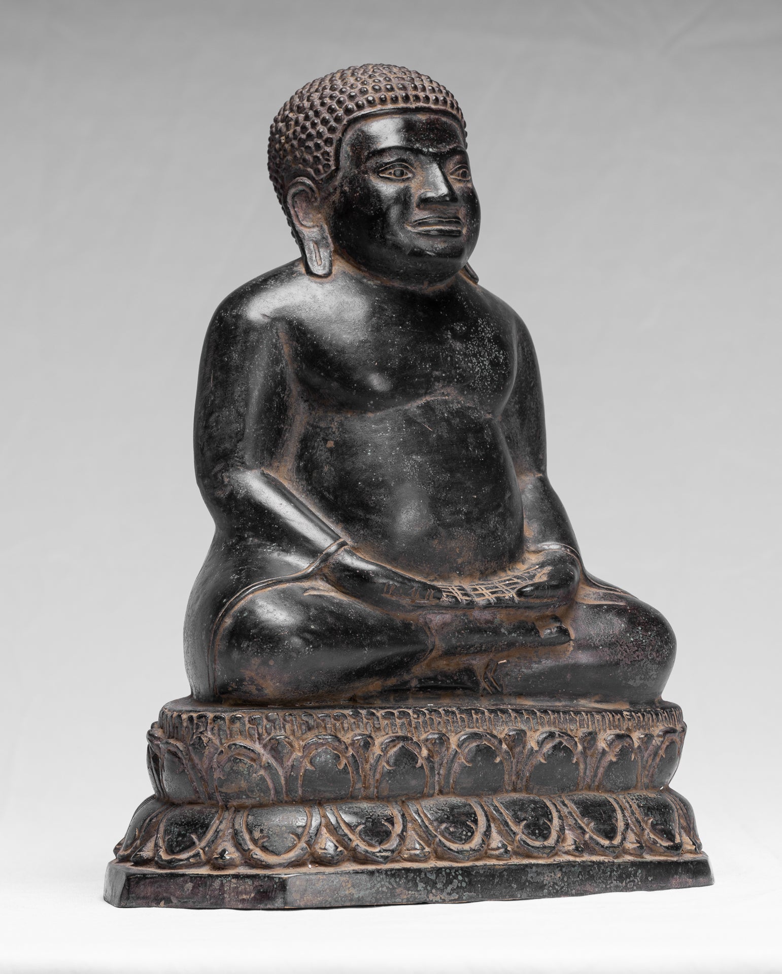 Statue di Buddha - Antique Thai Thai Bronze Felice, grassa, ridendo Buddha Budai Statua - 31 cm/12 "