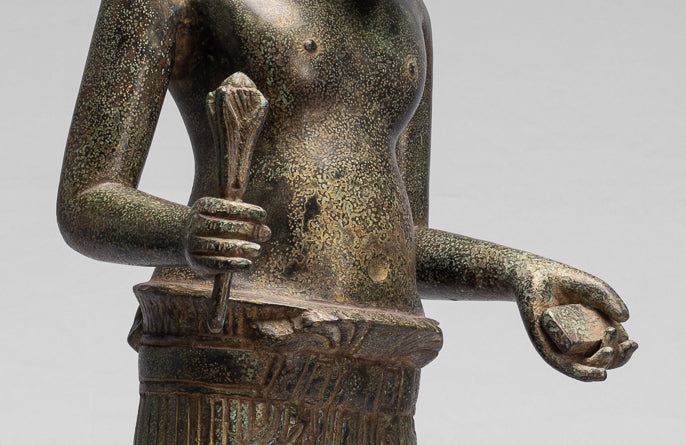 Kalkin-Statue – Stehendes Hayagriva-Kalkin-Pferd von Vishnu aus Bronze im antiken Khmer-Stil – 82 cm/33 Zoll