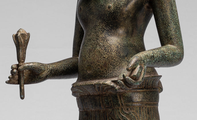 Kalkin-Statue – Stehendes Hayagriva-Kalkin-Pferd von Vishnu aus Bronze im antiken Khmer-Stil – 82 cm/33 Zoll