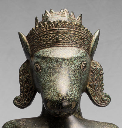 Kalkin-Statue – Stehendes Hayagriva-Kalkin-Pferd von Vishnu aus Bronze im antiken Khmer-Stil – 82 cm/33 Zoll