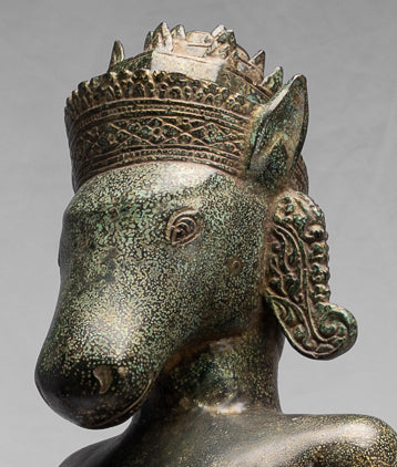 Kalkin-Statue – Stehendes Hayagriva-Kalkin-Pferd von Vishnu aus Bronze im antiken Khmer-Stil – 82 cm/33 Zoll
