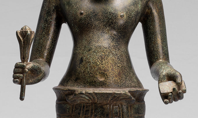 Kalkin-Statue – Stehendes Hayagriva-Kalkin-Pferd von Vishnu aus Bronze im antiken Khmer-Stil – 82 cm/33 Zoll