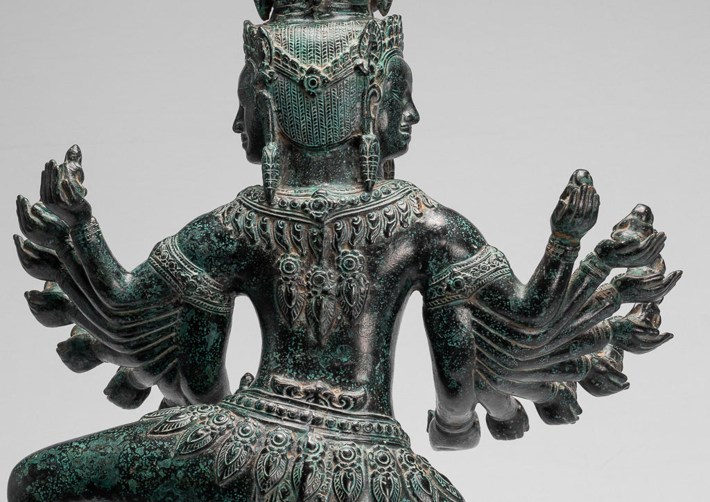 Antique Khmer Style in piedi Bronzo Angkor Wat Hevajra Statue - 86 cm/34 "di altezza