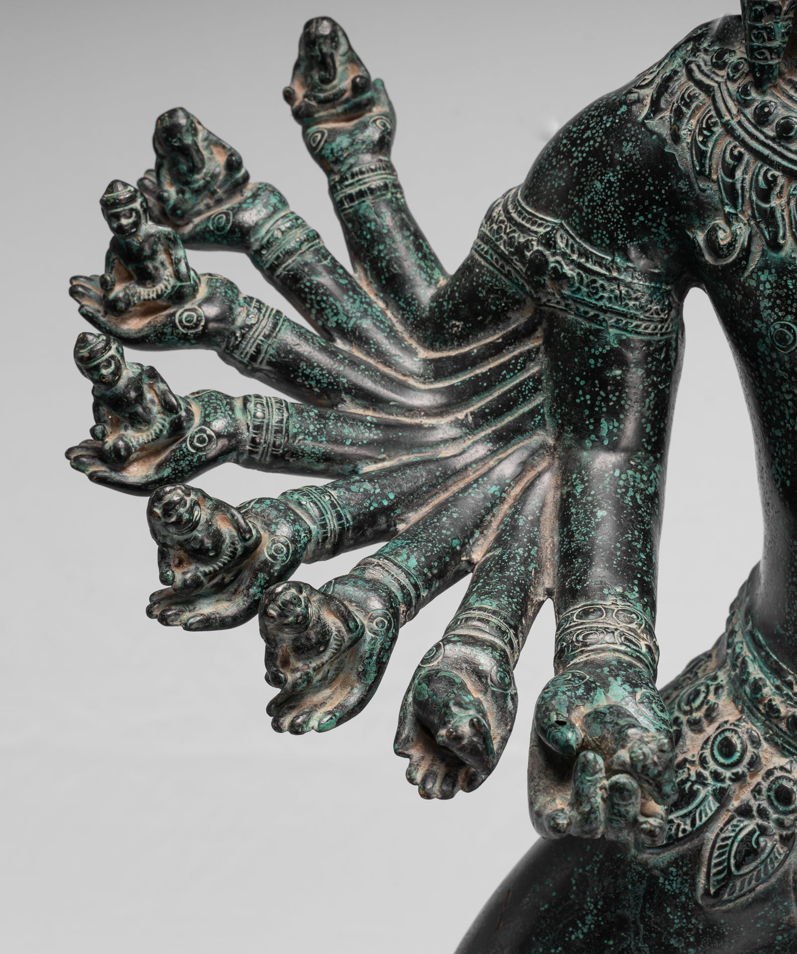 Antique Khmer Style in piedi Bronzo Angkor Wat Hevajra Statue - 86 cm/34 "di altezza