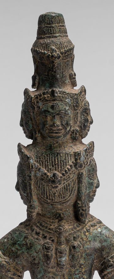 Antike stehende Bayon-Hevajra-Statue aus Bronze im Khmer-Stil – 41 cm hoch