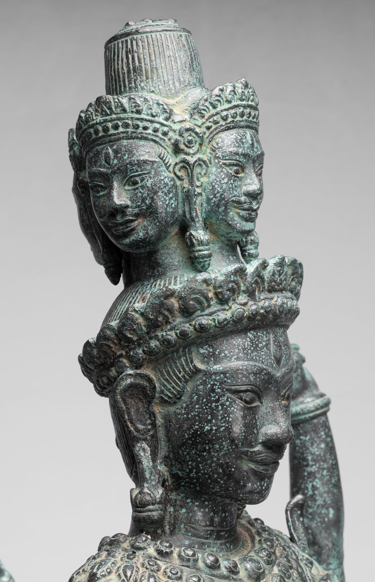 Statue Trimurti - Antique Khmer Style Trimurti Shiva Brahma Vishnu Statua - 95 cm/38 "