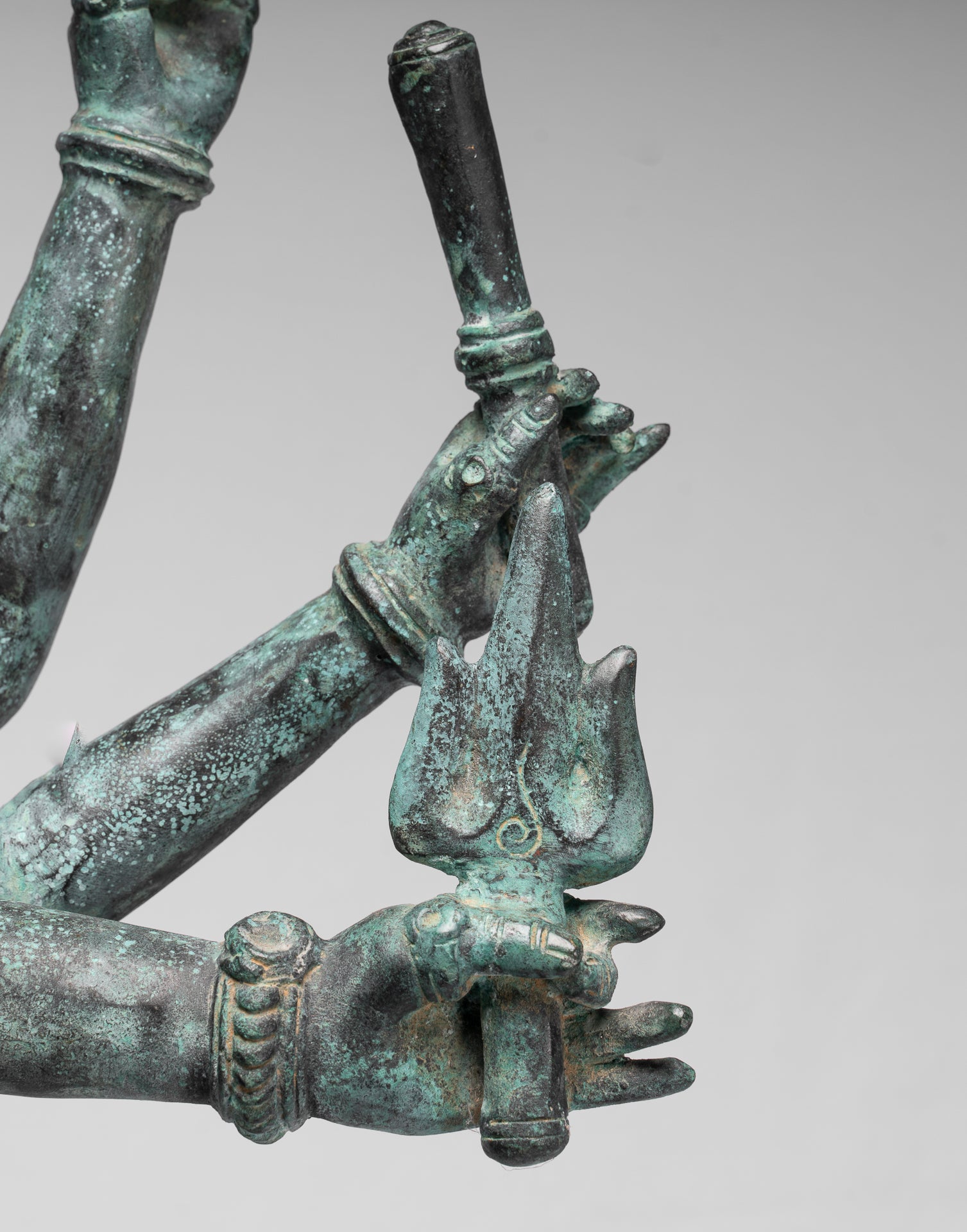 Statue Trimurti - Antique Khmer Style Trimurti Shiva Brahma Vishnu Statua - 95 cm/38 "