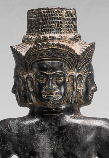 Brahma-Statue – antiker Khmer-Stil, Koh Ker, stehend, Bronze, Brahma – Schöpfung eines Hindu-Gottes – 83 cm