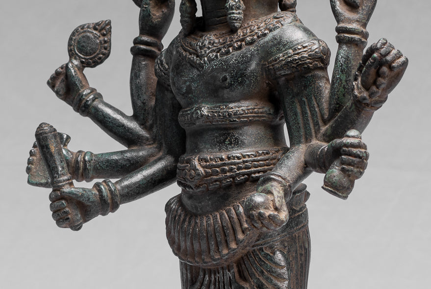 Brahma Statue, Antike Khmer Stil Koh Ker Stehende Bronze Brahma.Hindu Gott Schöpfung 85cm/21"