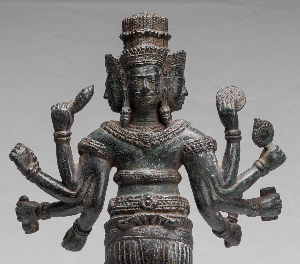 Brahma Statue, Antike Khmer Stil Koh Ker Stehende Bronze Brahma.Hindu Gott Schöpfung 85cm/21"