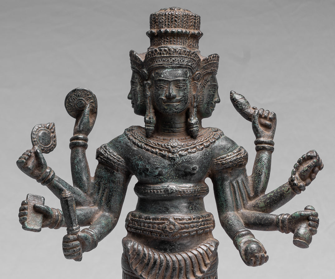 Brahma Statue, Antike Khmer Stil Koh Ker Stehende Bronze Brahma.Hindu Gott Schöpfung 85cm/21"