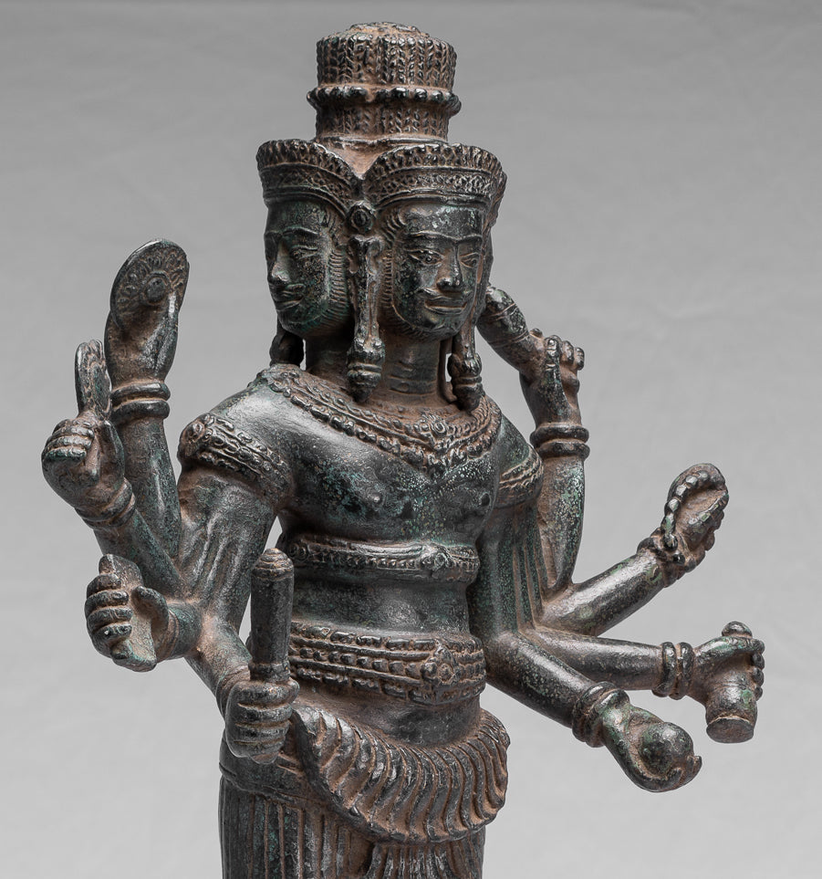 Brahma Statue, Antike Khmer Stil Koh Ker Stehende Bronze Brahma.Hindu Gott Schöpfung 85cm/21"