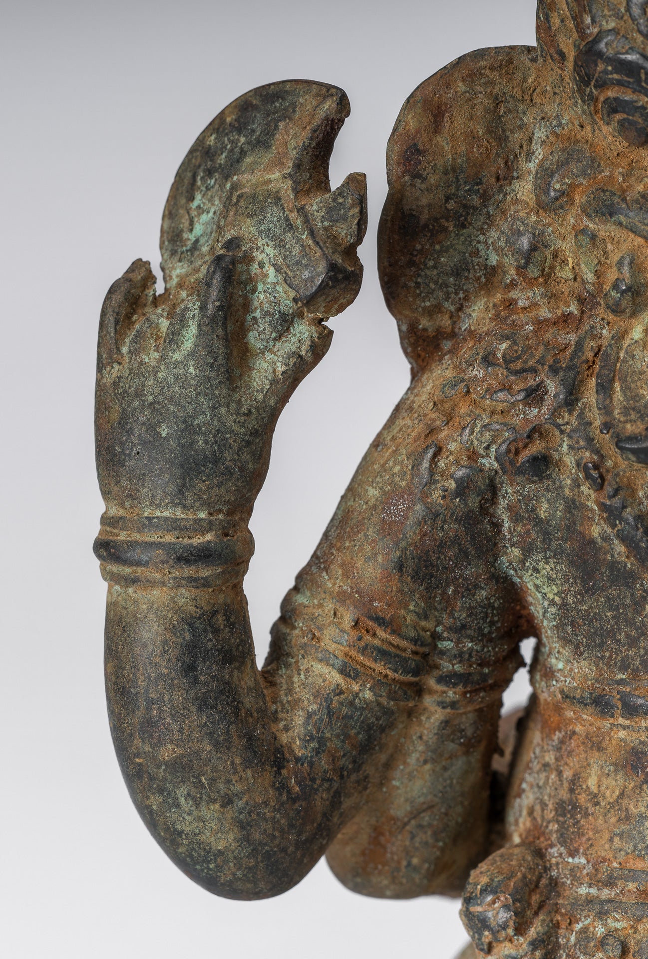 Statue de Ganesha – Statue de Ganesha indonésienne assise en bronze de style javanais antique – 20 cm