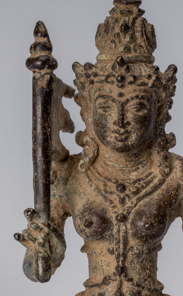 Statue de Tara - Antique style Java indonésien Bronze Devi Tara Statue JigtenI Sumlé Gyalma - 8 cm/3"