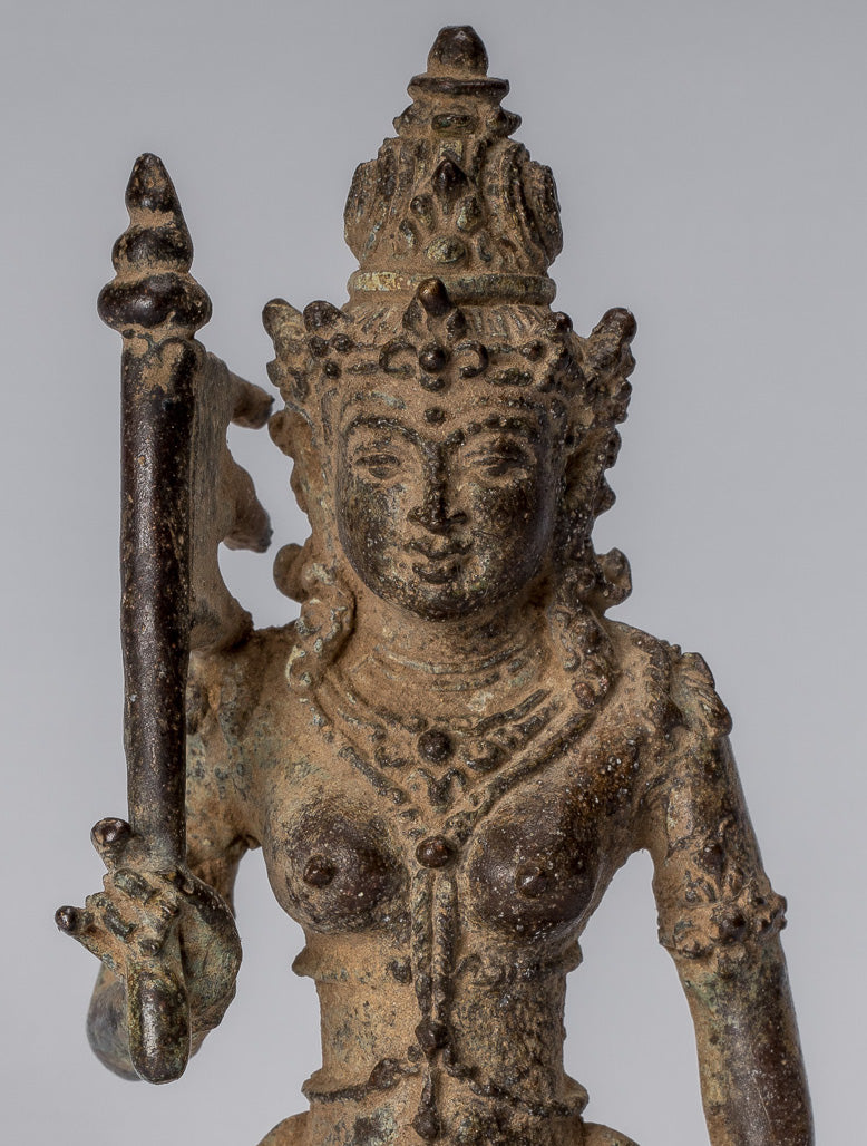 Statue de Tara - Antique style Java indonésien Bronze Devi Tara Statue JigtenI Sumlé Gyalma - 8 cm/3"