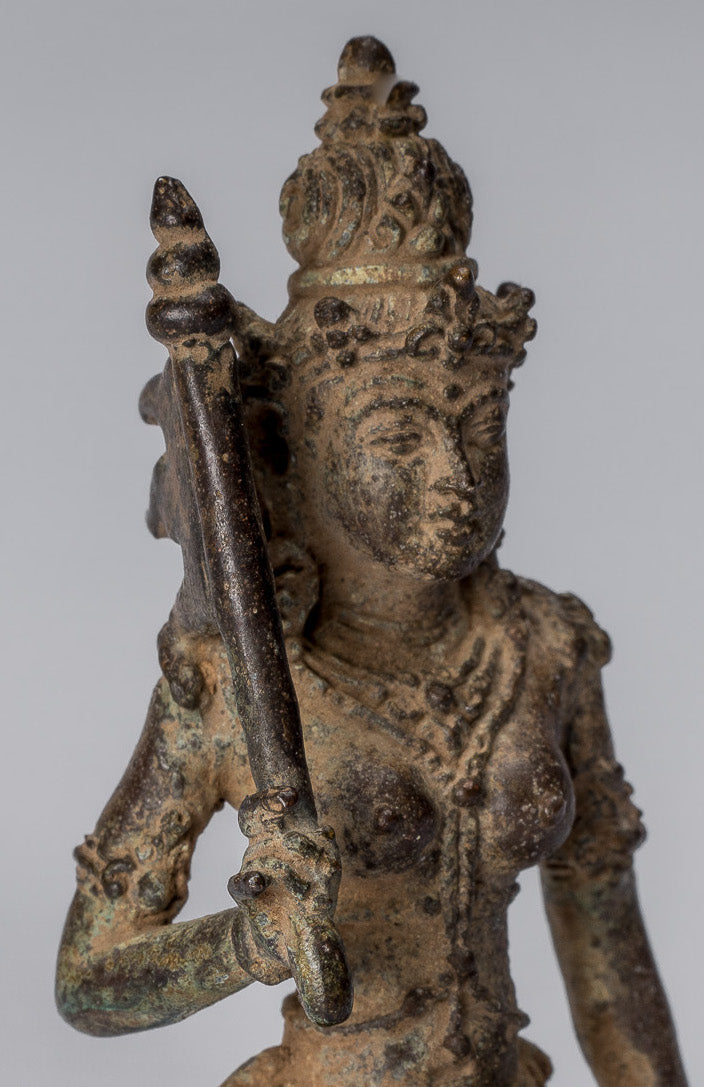 Statue de Tara - Antique style Java indonésien Bronze Devi Tara Statue JigtenI Sumlé Gyalma - 8 cm/3"