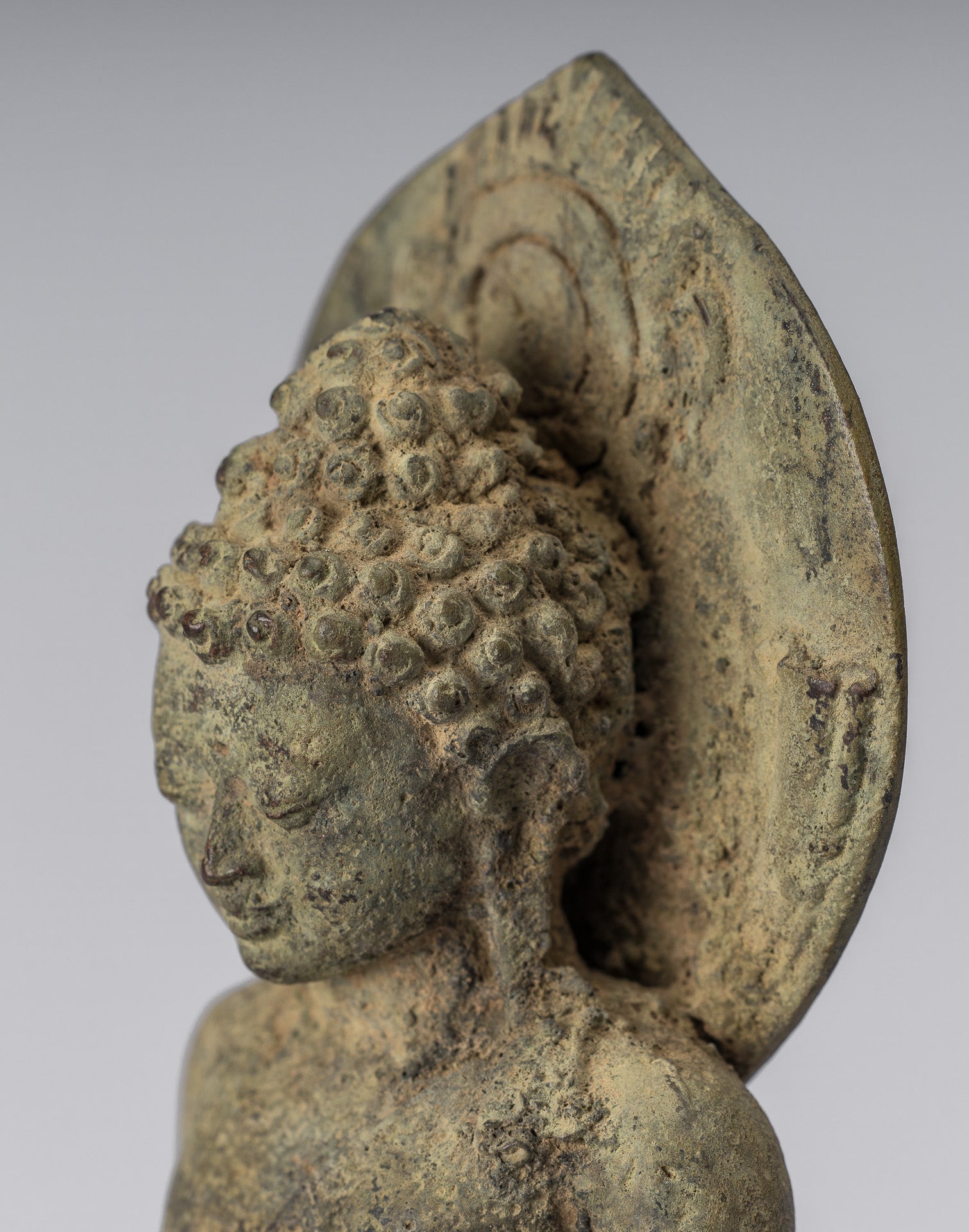 Statue de Bouddha - ancien style indonésien assis bronze Java enseignement Bouddha - 18cm / 7 "