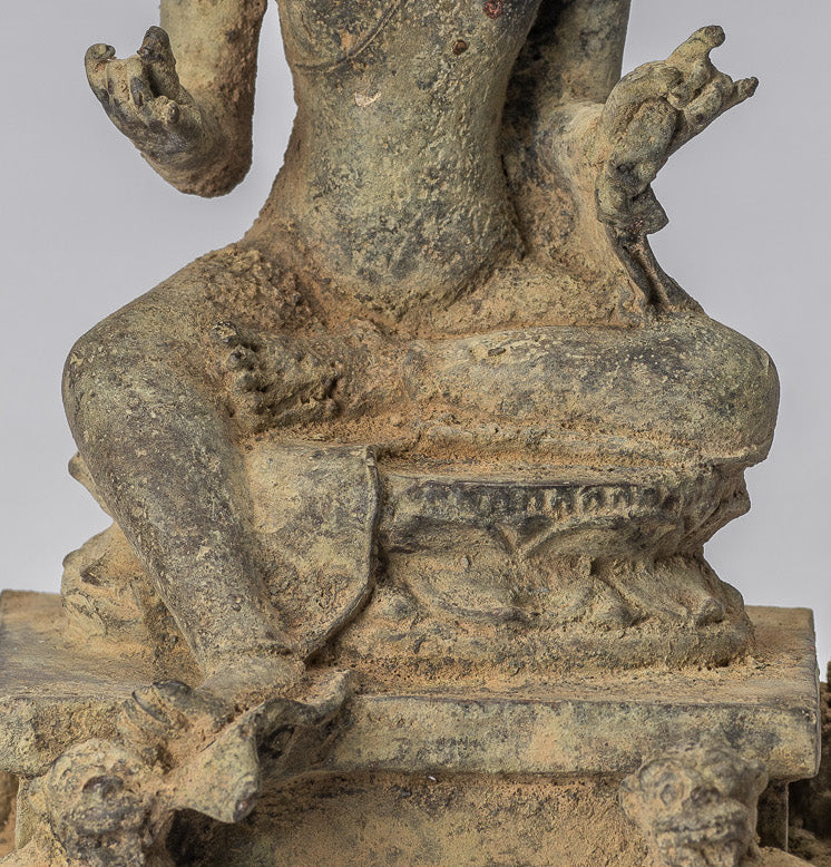 Statue de Bouddha - ancien style indonésien assis bronze Java enseignement Bouddha - 18cm / 7 "