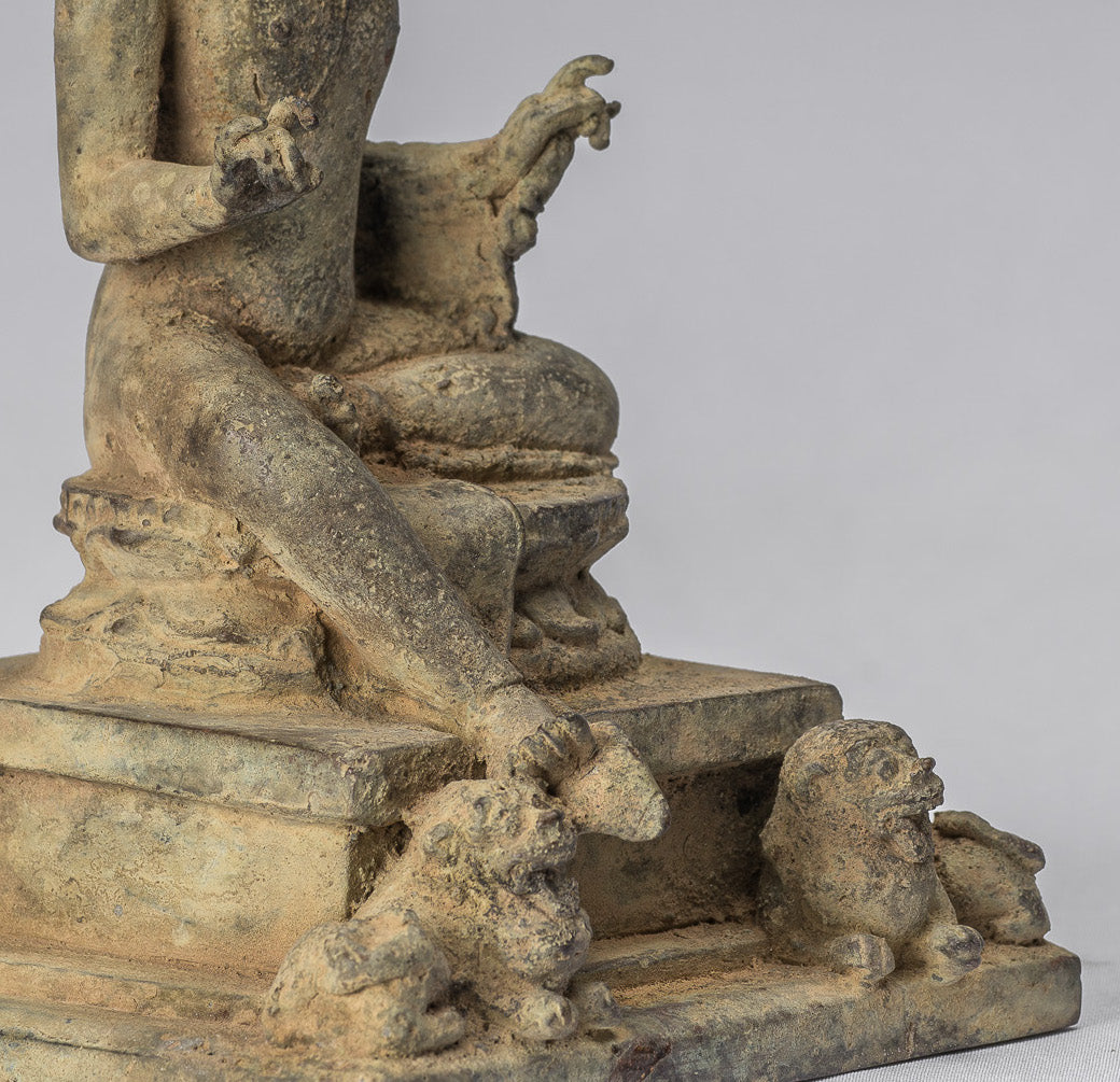 Statue de Bouddha - ancien style indonésien assis bronze Java enseignement Bouddha - 18cm / 7 "