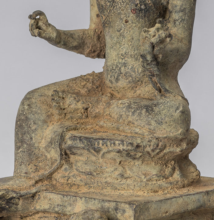 Statue de Bouddha - ancien style indonésien assis bronze Java enseignement Bouddha - 18cm / 7 "