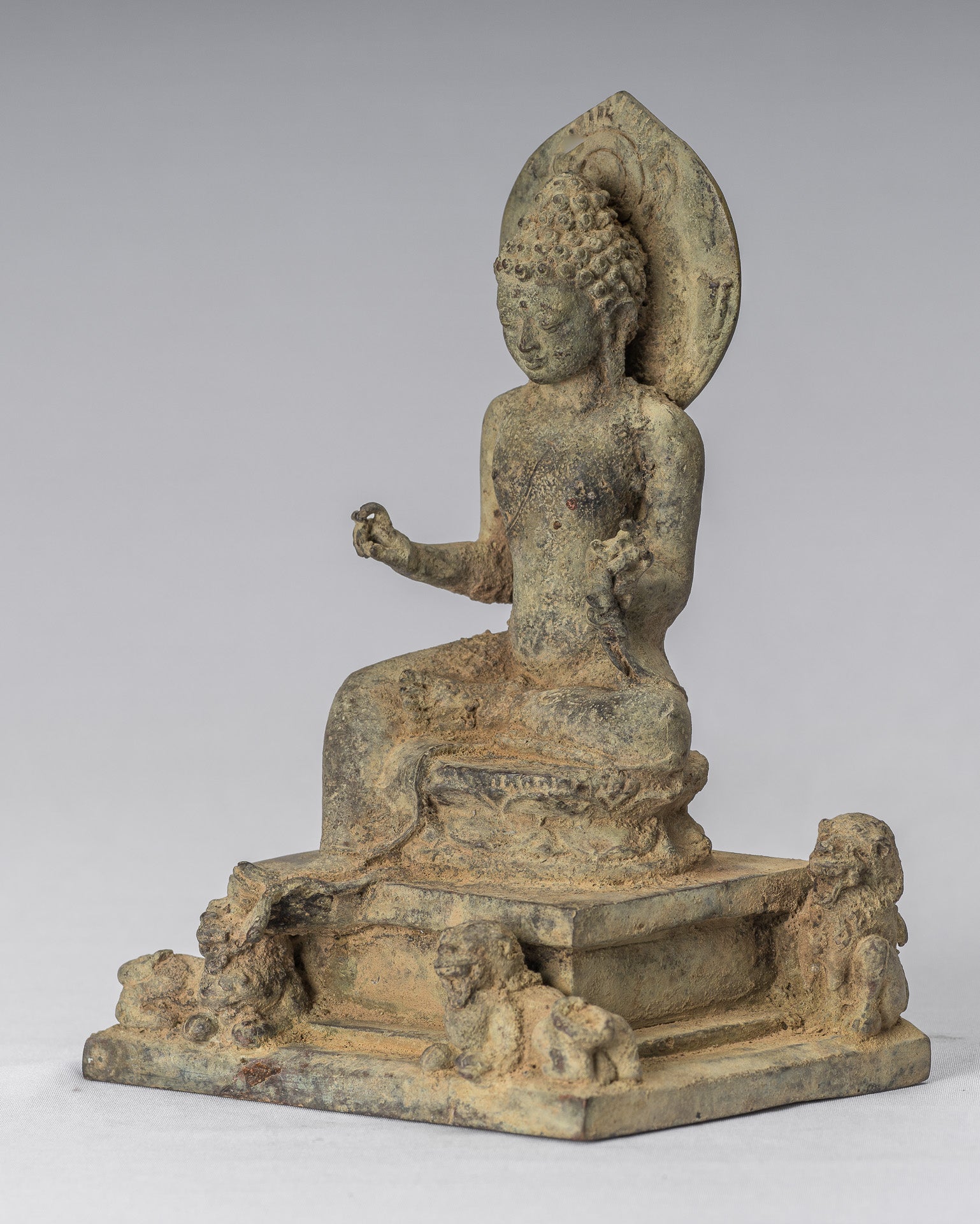 Statue de Bouddha - ancien style indonésien assis bronze Java enseignement Bouddha - 18cm / 7 "