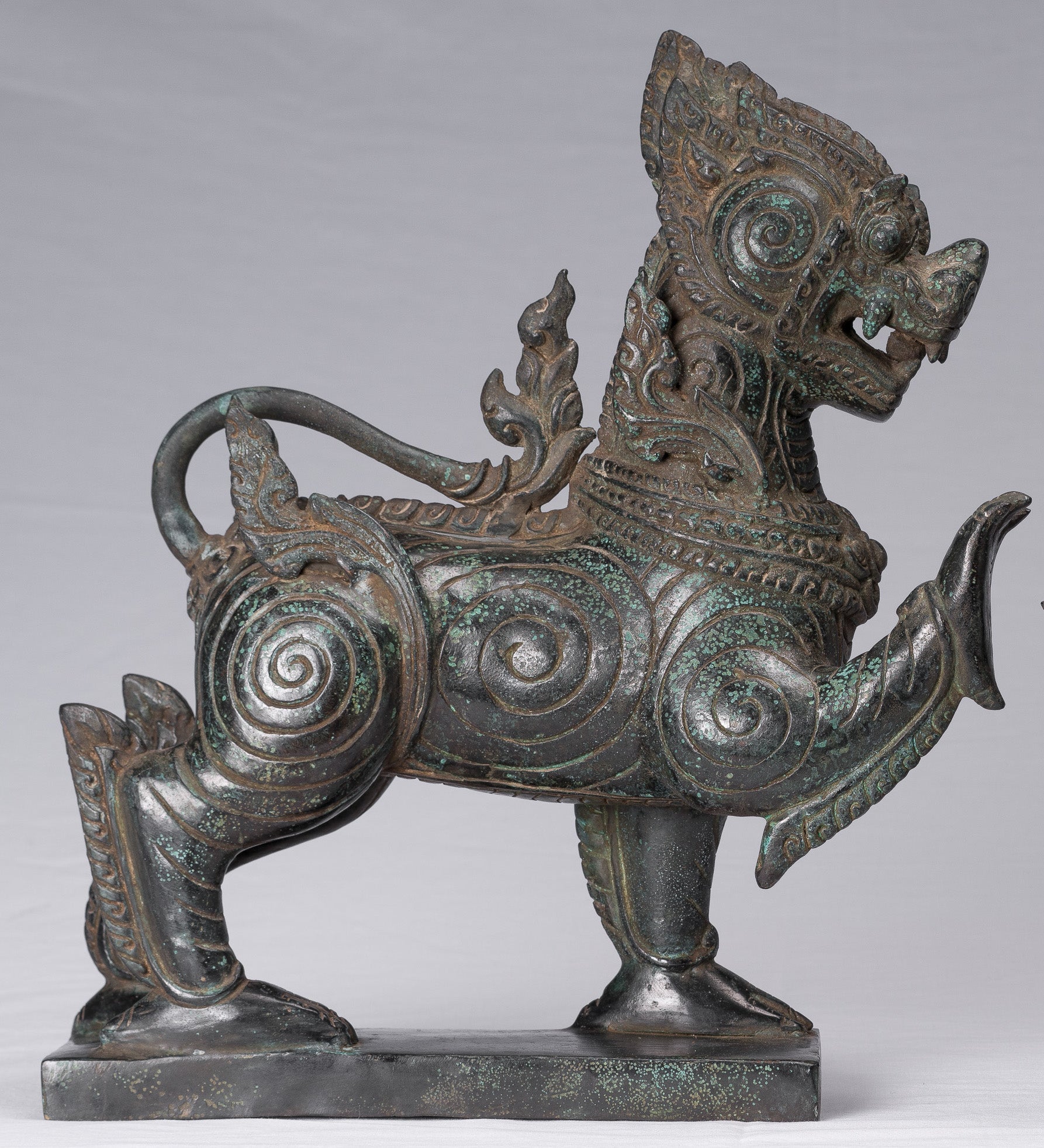 Antiguo de estilo birmano de bronce de pie de pie de la tutor guardia - 37 cm/15 "