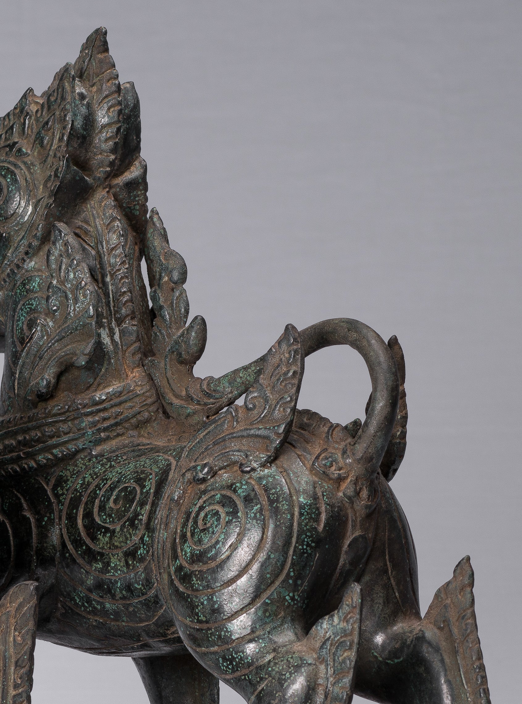 Antiguo de estilo birmano de bronce de pie de pie de la tutor guardia - 37 cm/15 "