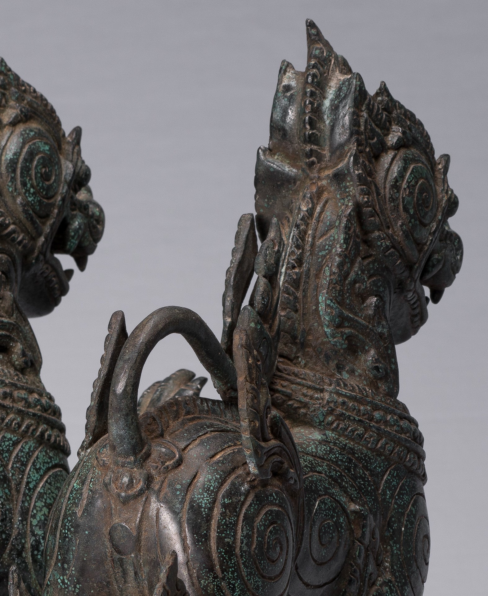 Antiguo de estilo birmano de bronce de pie de pie de la tutor guardia - 37 cm/15 "