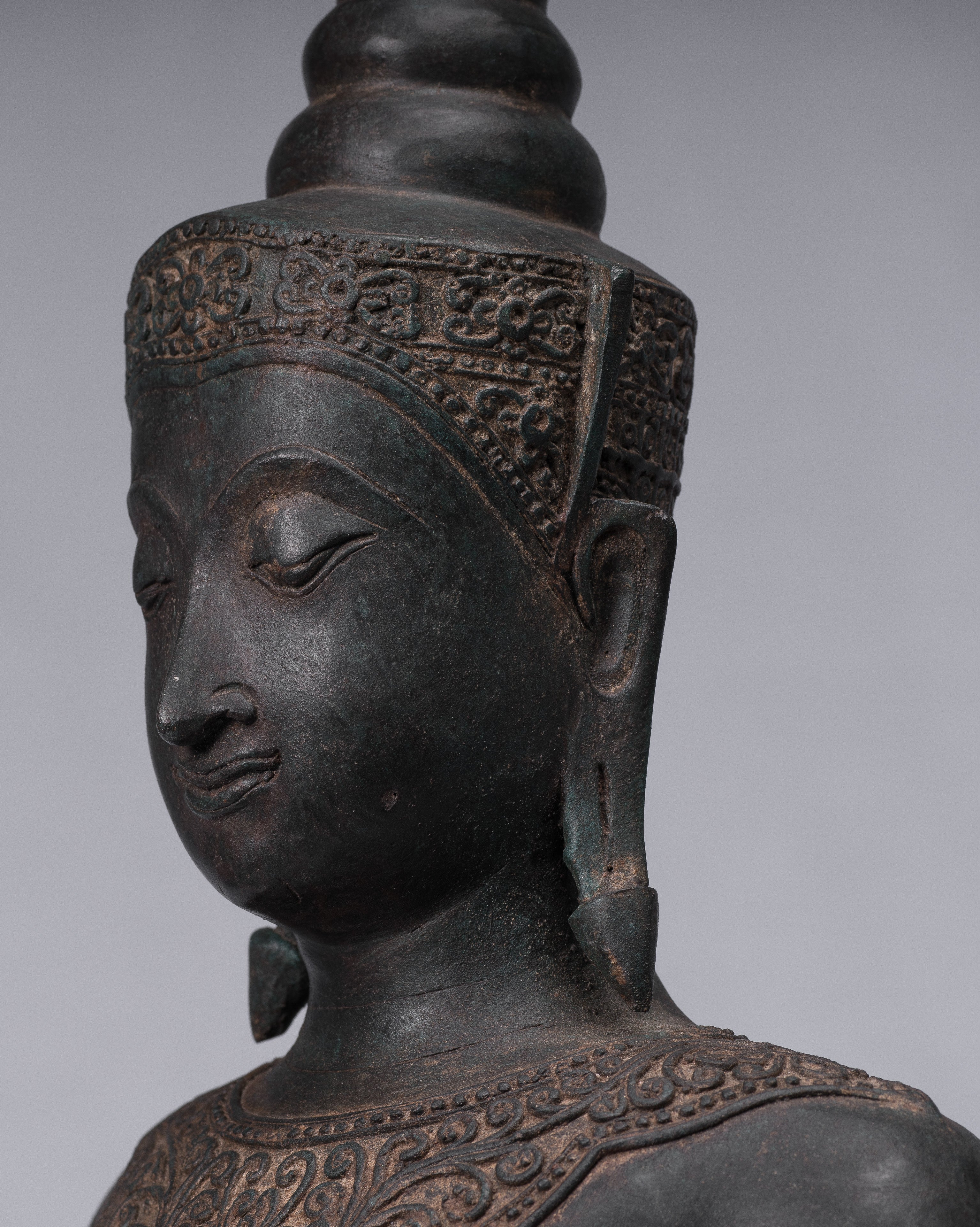 Estatua de Buda - Estatua de estilo tailandés antiguo Ayutthaya Estatua de Buda de la Ilustración Sentada - 66 cm/26 "