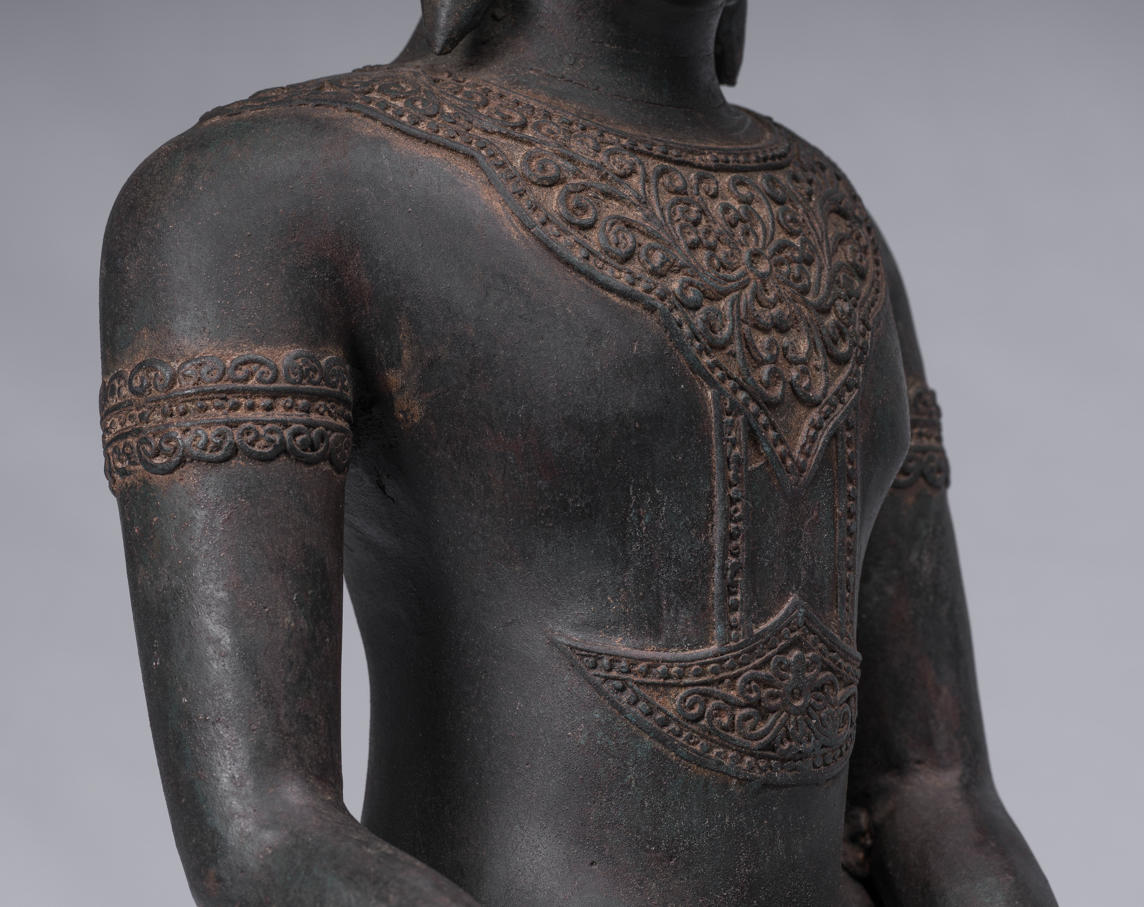 Estatua de Buda - Estatua de estilo tailandés antiguo Ayutthaya Estatua de Buda de la Ilustración Sentada - 66 cm/26 "