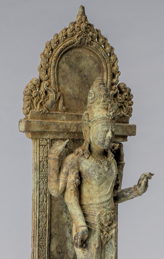 Lokeshvara - Antique Indonesian Style Majapahit Standing Bronze Lokeshvara Statue - 37cm/15"