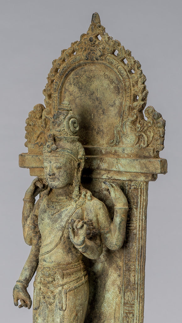 Lokeshvara - Antique Indonesian Style Majapahit Standing Bronze Lokeshvara Statue - 37cm/15"