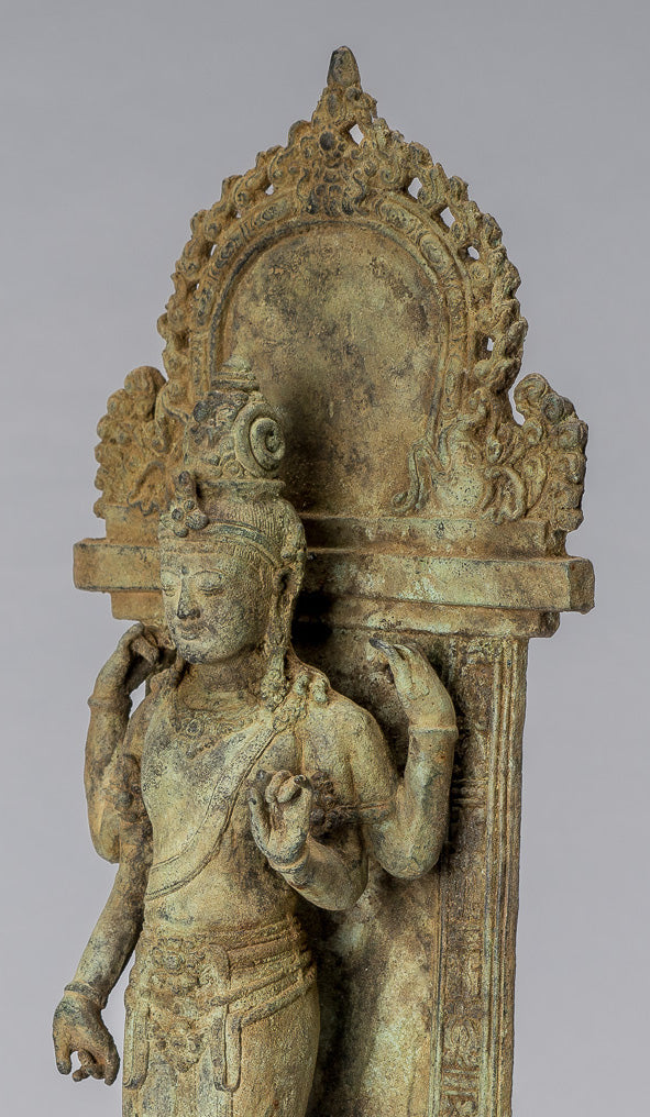 Lokeshvara - Antique Indonesian Style Majapahit Standing Bronze Lokeshvara Statue - 37cm/15"