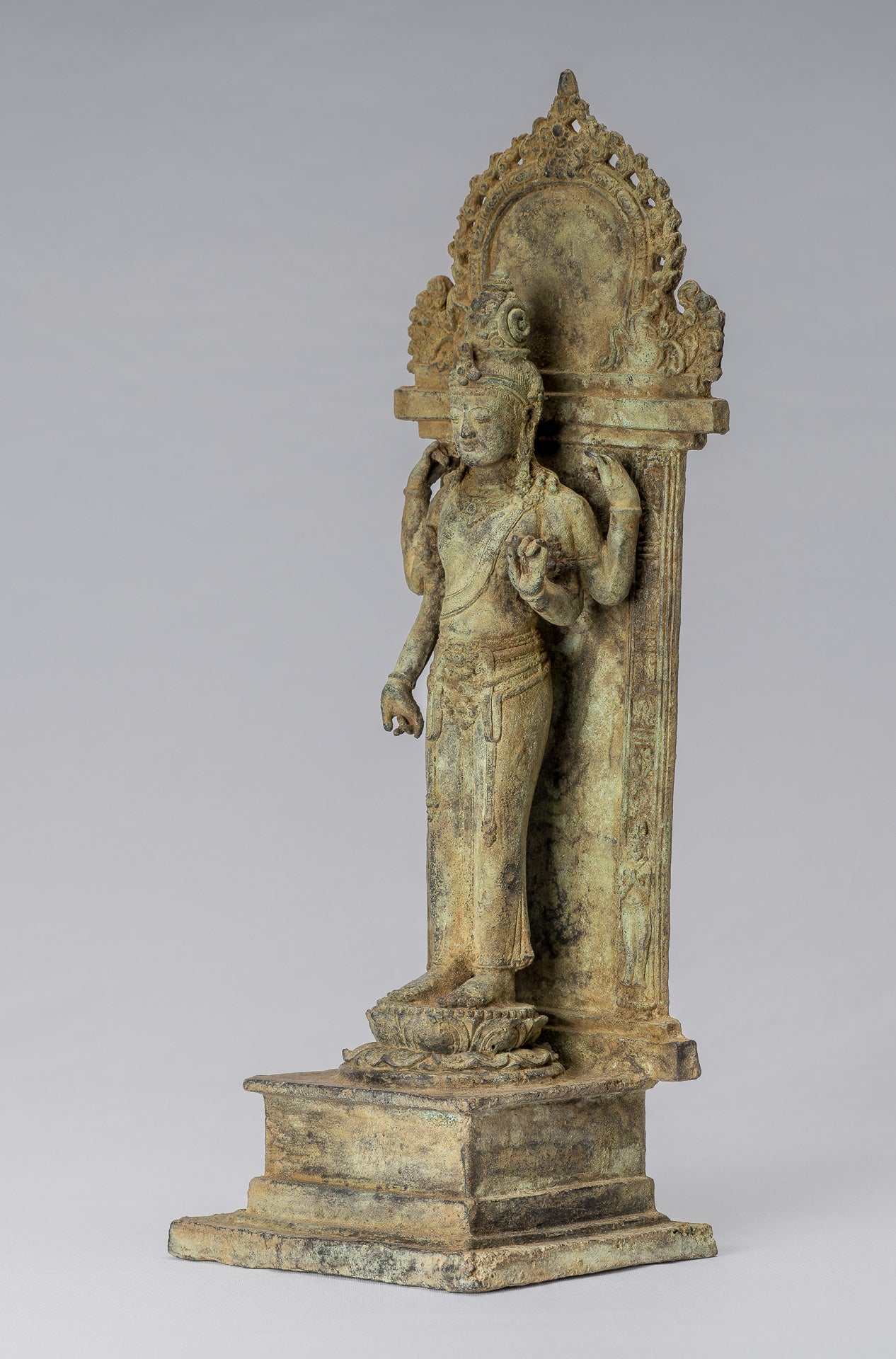 Lokeshvara - Antique Indonesian Style Majapahit Standing Bronze Lokeshvara Statue - 37cm/15"