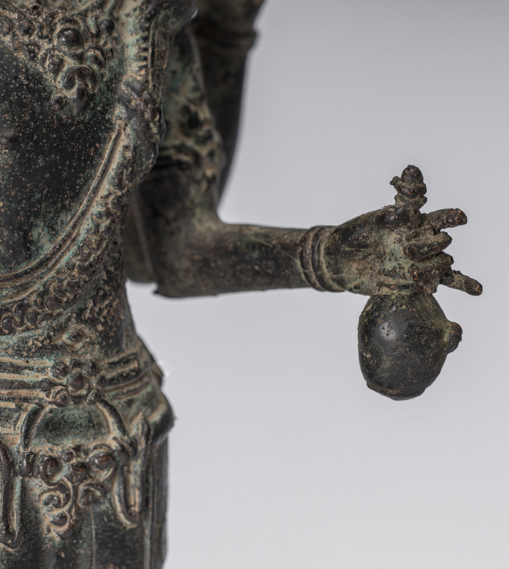 Vishnu Statue - Antique Indonesian Style Majapahit Standing Bronze Vishnu Statue - 22cm/9"