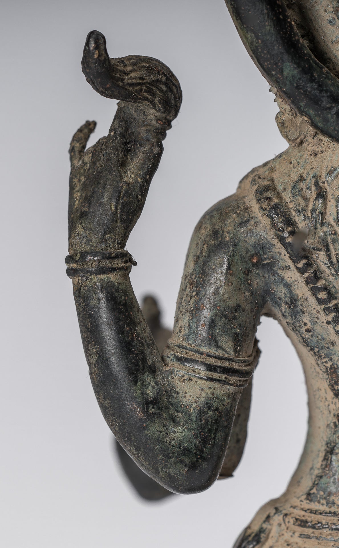 Vishnu Statue - Antique Indonesian Style Majapahit Standing Bronze Vishnu Statue - 22cm/9"