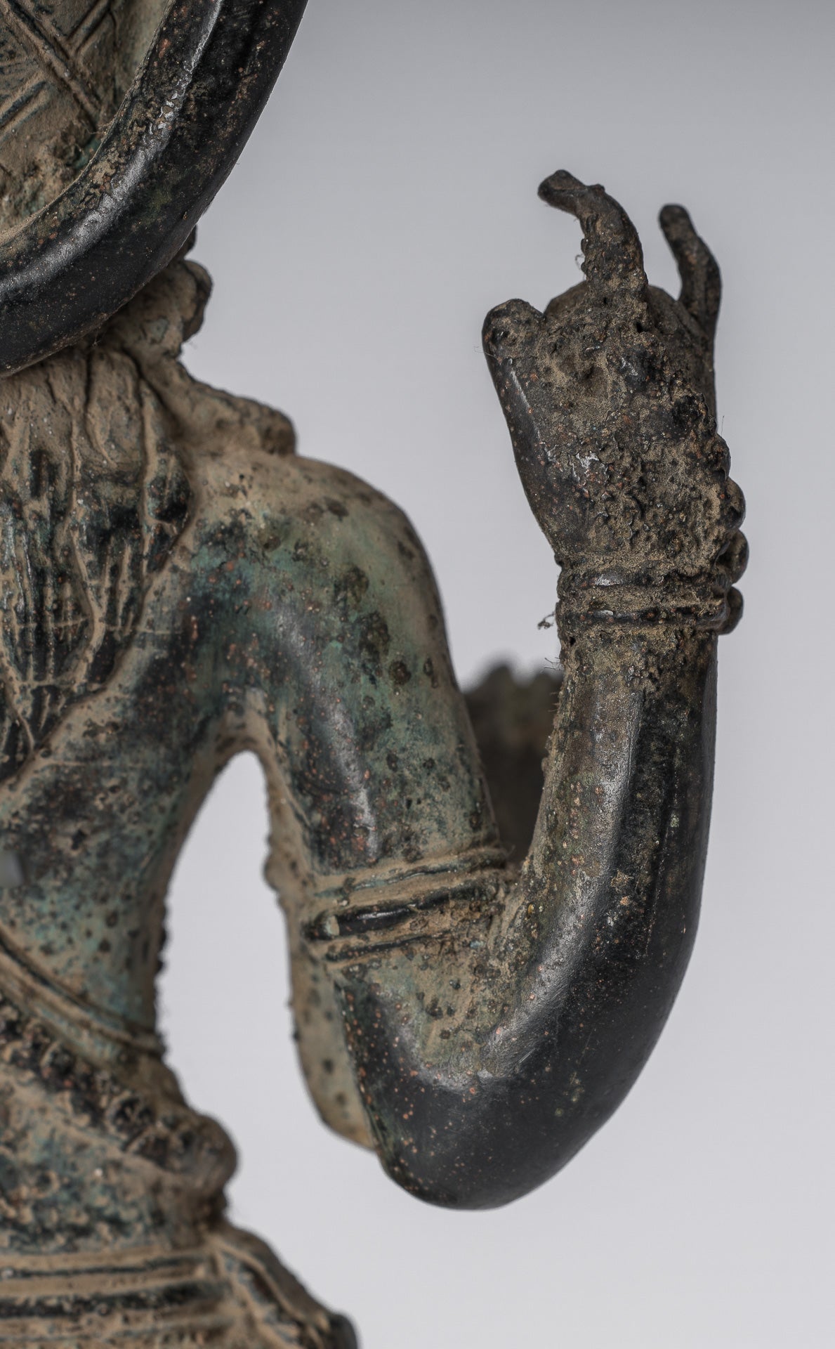 Vishnu Statue - Antique Indonesian Style Majapahit Standing Bronze Vishnu Statue - 22cm/9"