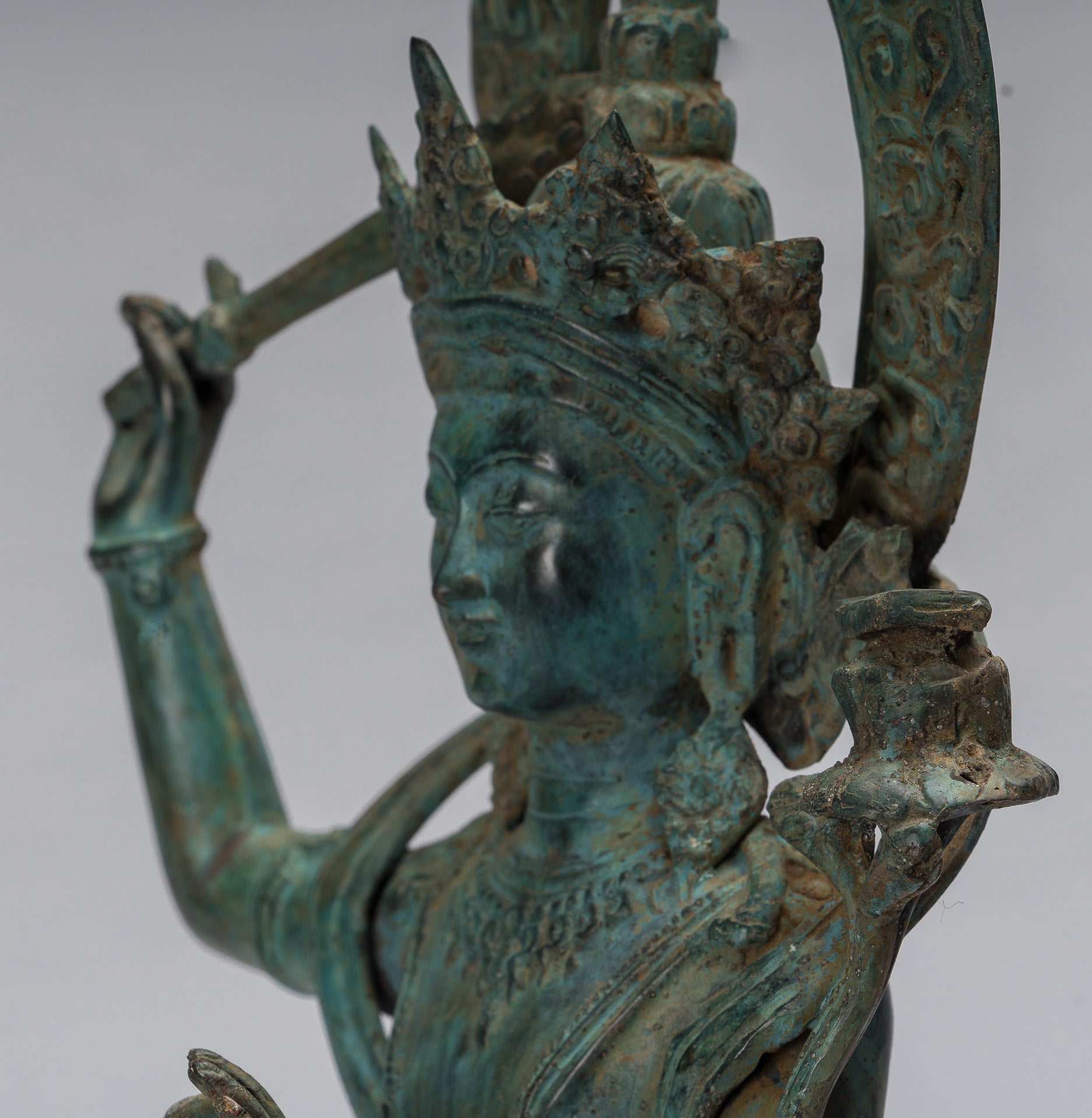 Statue de Manjushri-Antique Java Style Majapahit Seated Bronze Deity Manjushri Statue-46cm/18 "