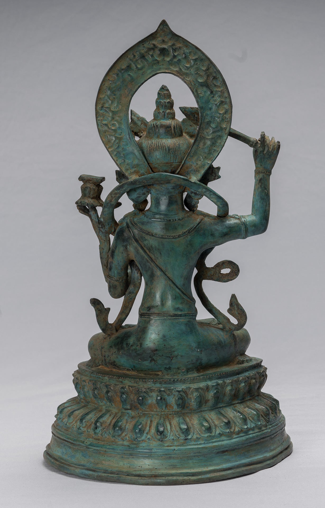 Statue de Manjushri-Antique Java Style Majapahit Seated Bronze Deity Manjushri Statue-46cm/18 "