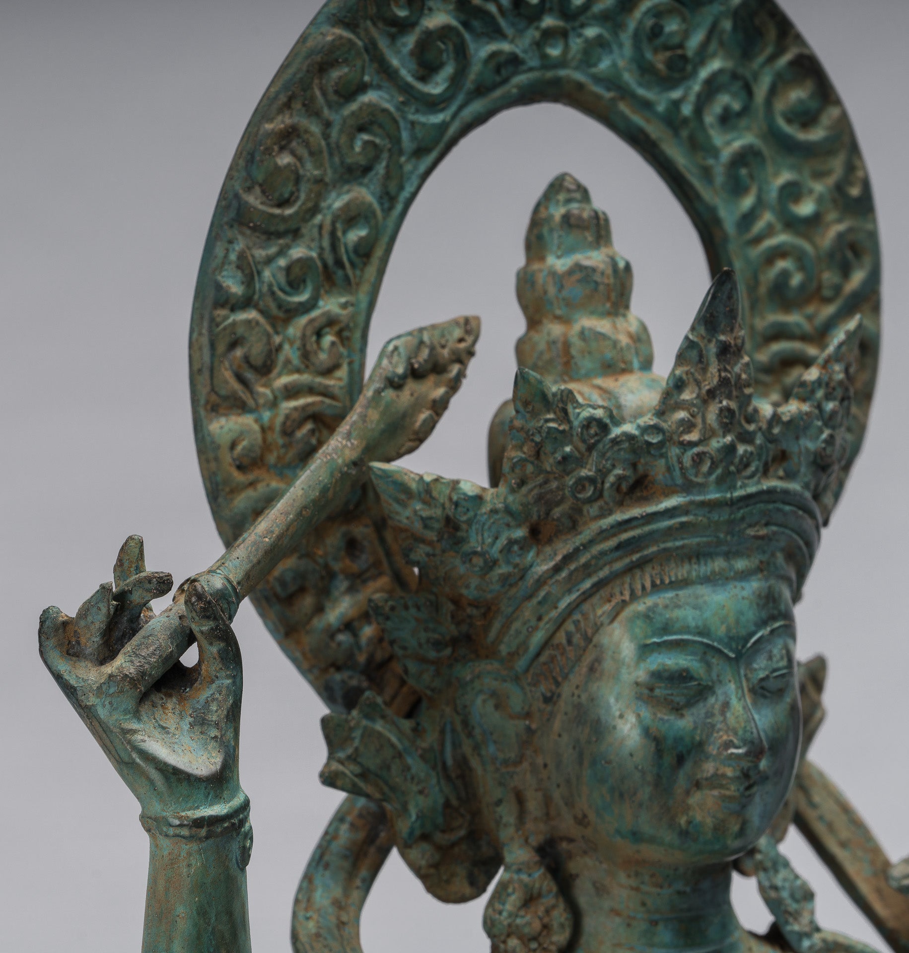 Statue de Manjushri-Antique Java Style Majapahit Seated Bronze Deity Manjushri Statue-46cm/18 "