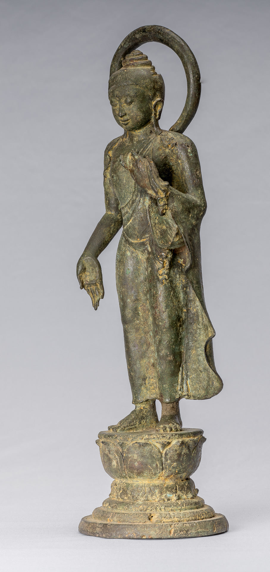 Buddha Statue - Masterpiece Antique Indonesian Style Bronze Javanese Amitabha Buddha - 42cm/17"