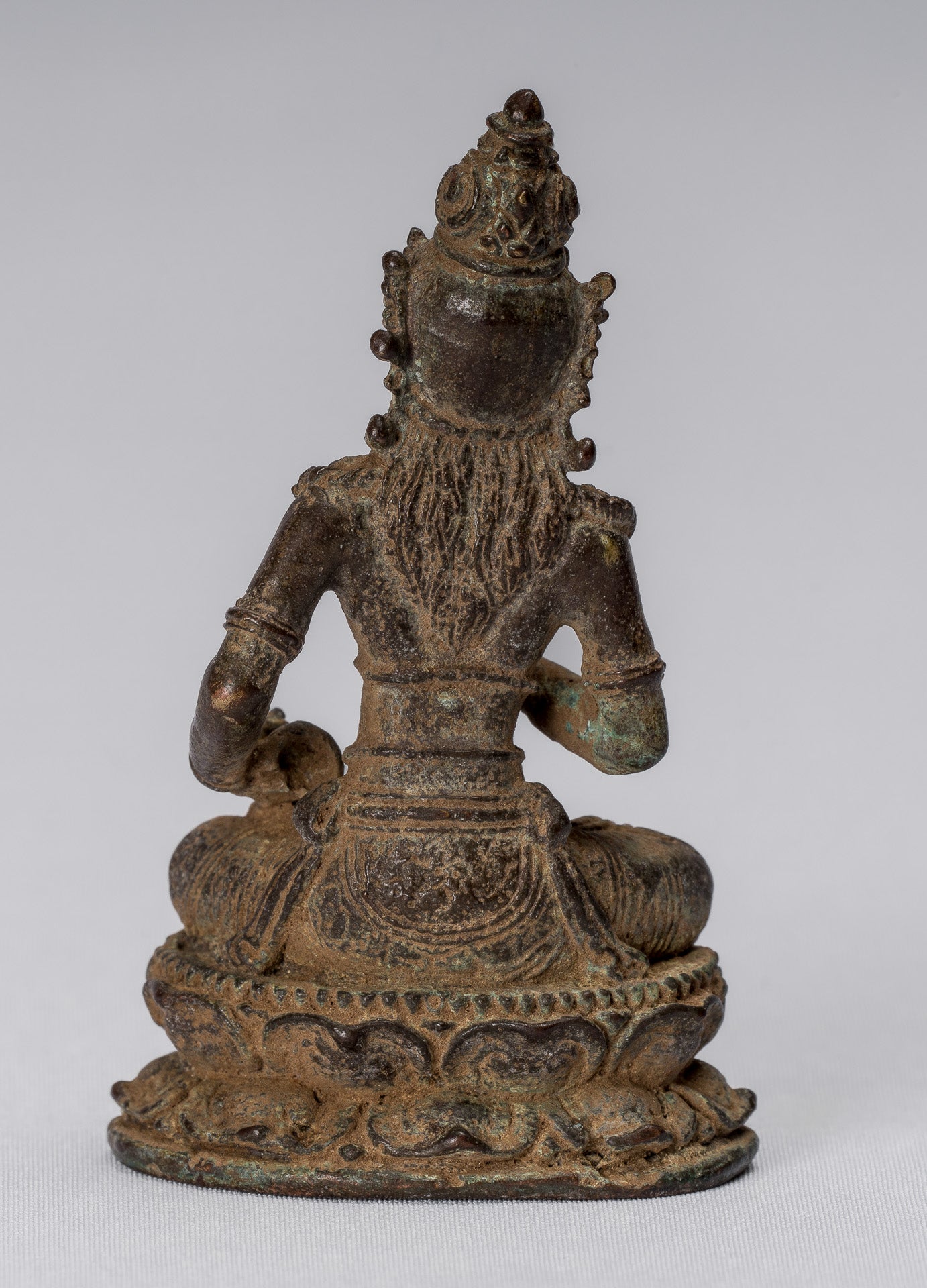 Statue de Tara – Statue de Devi Tara en bronze indonésien de style Java antique – 8 cm/3"
