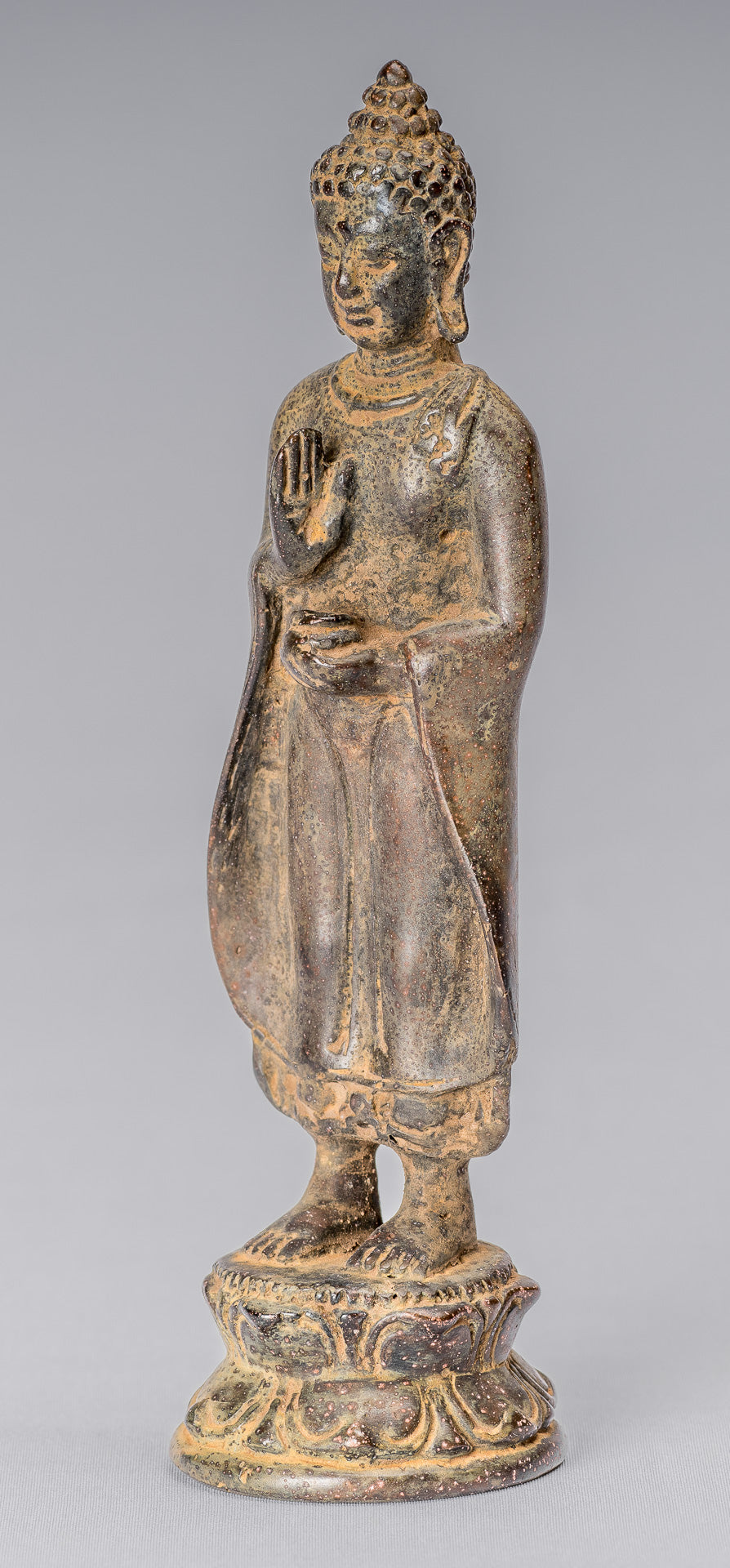 Buddha Statue-Antike Indonesische Stil Bronze Standing Javanese Charity Buddha Statue-17cm/7 "