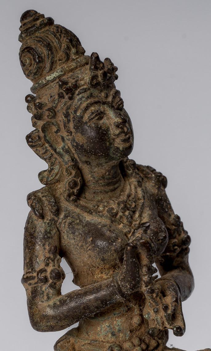 Statua di tara - antico stile java bronzo indonesiano devi tara statua - 8cm/3 "